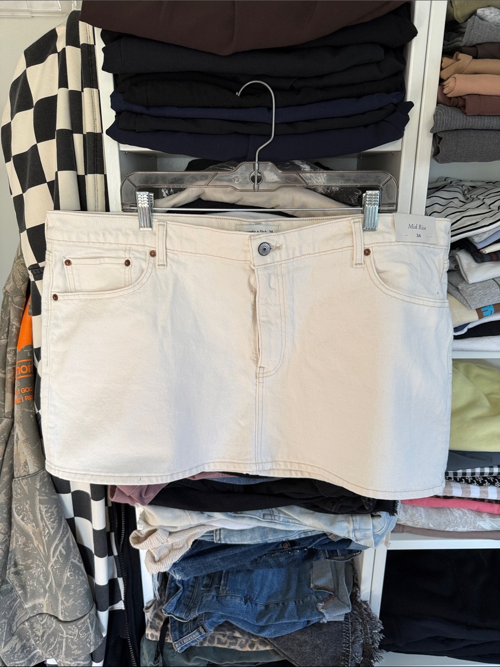 Abercrombie & Fitch Cream Denim Mini Skirt